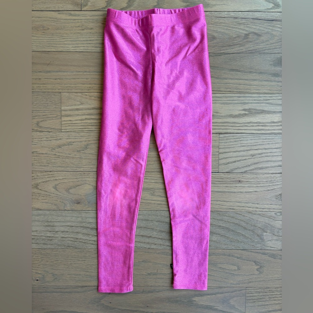 Pixielane girls pink metallic leggings- Size 8.